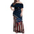 Aggressive Bass Fishing Family Matching Off Shoulder Maxi Dress and Hawaiian Shirt with American Flag Pattern on Grunge Hex Background - Wonder Print Shop