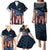 Aggressive Bass Fishing Family Matching Puletasi and Hawaiian Shirt with American Flag Pattern on Grunge Hex Background - Wonder Print Shop