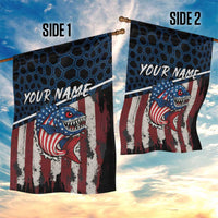 Aggressive Bass Fishing Garden Flag with American Flag Pattern on Grunge Hex Background - Wonder Print Shop