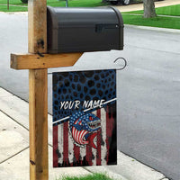 Aggressive Bass Fishing Garden Flag with American Flag Pattern on Grunge Hex Background - Wonder Print Shop