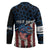 Aggressive Bass Fishing Hockey Jersey with American Flag Pattern on Grunge Hex Background - Wonder Print Shop