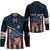 Aggressive Bass Fishing Hockey Jersey with American Flag Pattern on Grunge Hex Background - Wonder Print Shop