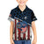 Aggressive Bass Fishing Kid Hawaiian Shirt with American Flag Pattern on Grunge Hex Background - Wonder Print Shop