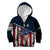 Aggressive Bass Fishing Kid Hoodie with American Flag Pattern on Grunge Hex Background - Wonder Print Shop
