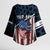 Aggressive Bass Fishing Kimono Sleeve Blouse with American Flag Pattern on Grunge Hex Background - Wonder Print Shop