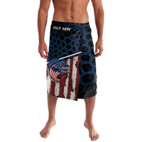 Aggressive Bass Fishing Lavalava with American Flag Pattern on Grunge Hex Background - Wonder Print Shop