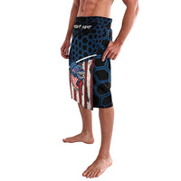 Aggressive Bass Fishing Lavalava with American Flag Pattern on Grunge Hex Background - Wonder Print Shop