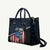 Aggressive Bass Fishing Leather Bag with American Flag Pattern on Grunge Hex Background - Wonder Print Shop