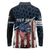 Aggressive Bass Fishing Long Sleeve Polo Shirt with American Flag Pattern on Grunge Hex Background - Wonder Print Shop