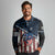 Aggressive Bass Fishing Long Sleeve Polo Shirt with American Flag Pattern on Grunge Hex Background - Wonder Print Shop