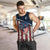 Aggressive Bass Fishing Men Tank Top with American Flag Pattern on Grunge Hex Background - Wonder Print Shop