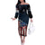 Aggressive Bass Fishing Off The Shoulder Long Sleeve Dress with American Flag Pattern on Grunge Hex Background - Wonder Print Shop