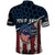 Aggressive Bass Fishing Polo Shirt with American Flag Pattern on Grunge Hex Background - Wonder Print Shop