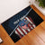Aggressive Bass Fishing Rubber Doormat with American Flag Pattern on Grunge Hex Background - Wonder Print Shop