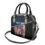Aggressive Bass Fishing Shoulder Handbag with American Flag Pattern on Grunge Hex Background - Wonder Print Shop