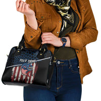 Aggressive Bass Fishing Shoulder Handbag with American Flag Pattern on Grunge Hex Background - Wonder Print Shop