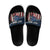 Aggressive Bass Fishing Slide Sandals with American Flag Pattern on Grunge Hex Background - Wonder Print Shop