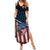 Aggressive Bass Fishing Summer Maxi Dress with American Flag Pattern on Grunge Hex Background - Wonder Print Shop