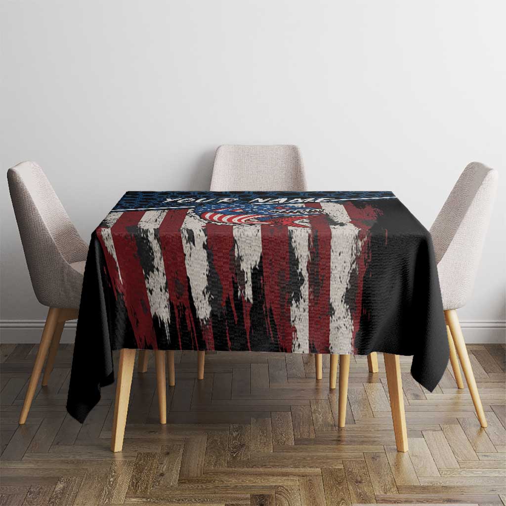 Aggressive Bass Fishing Tablecloth with American Flag Pattern on Grunge Hex Background - Wonder Print Shop