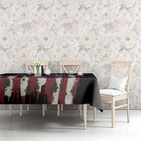 Aggressive Bass Fishing Tablecloth with American Flag Pattern on Grunge Hex Background - Wonder Print Shop