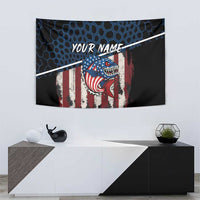 Aggressive Bass Fishing Tapestry with American Flag Pattern on Grunge Hex Background - Wonder Print Shop