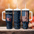 Aggressive Bass Fishing Tumbler With Handle with American Flag Pattern on Grunge Hex Background - Wonder Print Shop