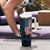 Aggressive Bass Fishing Tumbler With Handle with American Flag Pattern on Grunge Hex Background - Wonder Print Shop