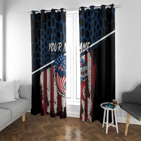 Aggressive Bass Fishing Window Curtain with American Flag Pattern on Grunge Hex Background - Wonder Print Shop