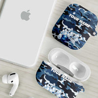 Blue Camouflage Pattern AirPods Case with Bowling Pins and Ball Graphic Design - Wonder Print Shop