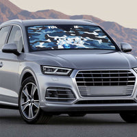 Blue Camouflage Pattern Auto Sun Shade with Bowling Pins and Ball Graphic Design - Wonder Print Shop