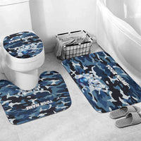 Blue Camouflage Pattern Bathroom Set with Bowling Pins and Ball Graphic Design - Wonder Print Shop