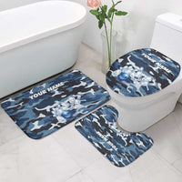 Blue Camouflage Pattern Bathroom Set with Bowling Pins and Ball Graphic Design - Wonder Print Shop
