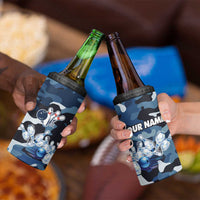 Blue Camouflage Pattern 4 in 1 Can Cooler Tumbler with Bowling Pins and Ball Graphic Design - Wonder Print Shop