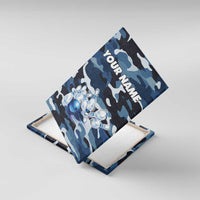 Blue Camouflage Pattern Canvas Wall Art with Bowling Pins and Ball Graphic Design - Wonder Print Shop