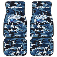 Blue Camouflage Pattern Car Mats with Bowling Pins and Ball Graphic Design - Wonder Print Shop