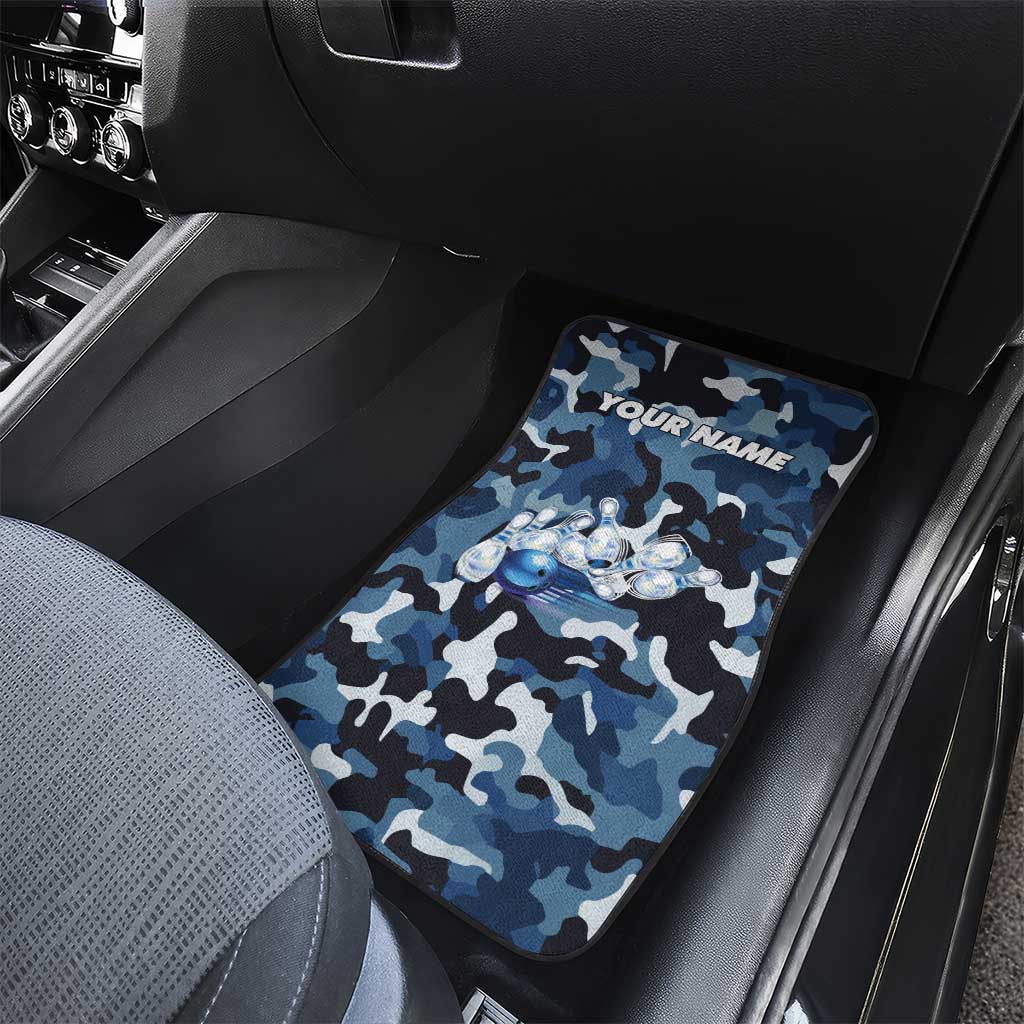 Blue Camouflage Pattern Car Mats with Bowling Pins and Ball Graphic Design - Wonder Print Shop