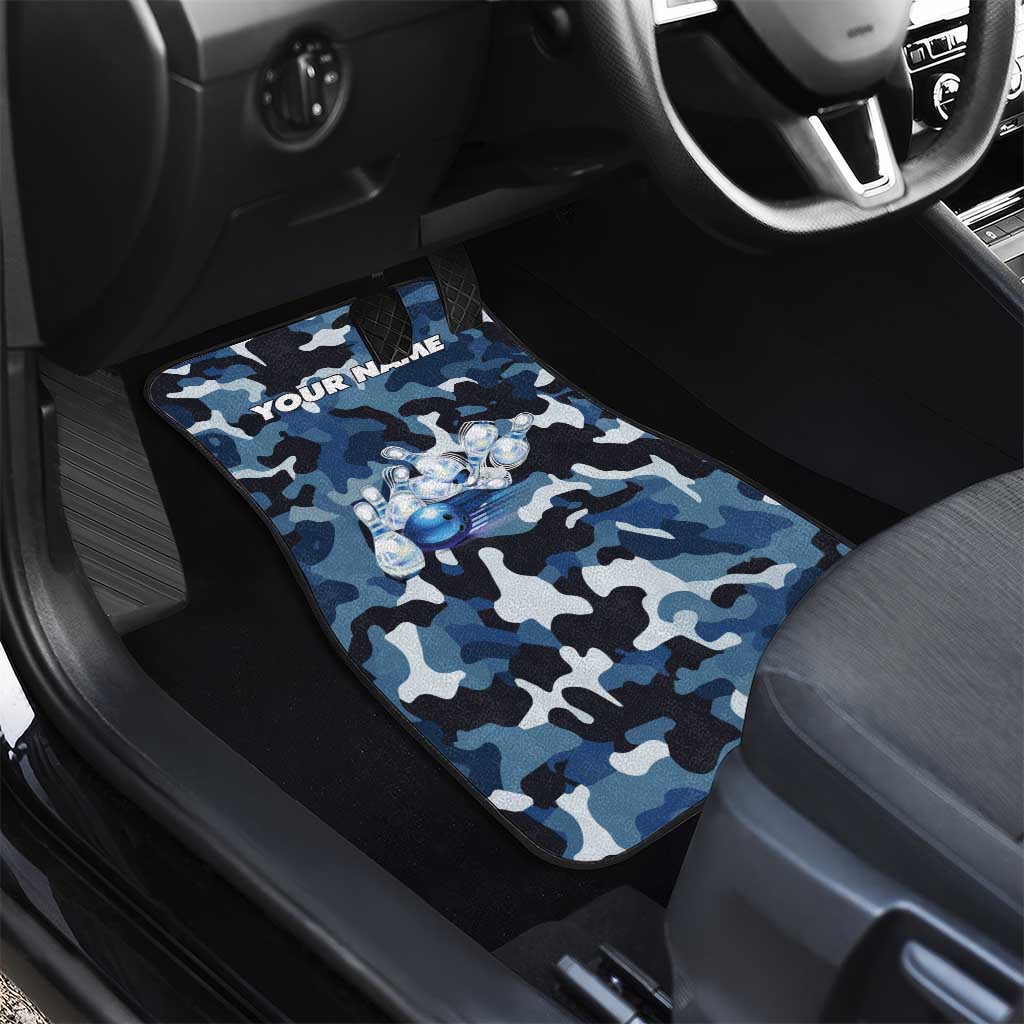 Blue Camouflage Pattern Car Mats with Bowling Pins and Ball Graphic Design - Wonder Print Shop