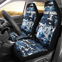 Blue Camouflage Pattern Car Seat Cover with Bowling Pins and Ball Graphic Design - Wonder Print Shop