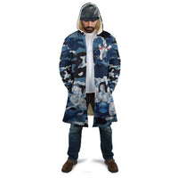 Blue Camouflage Pattern Cloak with Bowling Pins and Ball Graphic Design - Wonder Print Shop