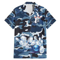 Blue Camouflage Pattern Family Matching Mermaid Dress and Hawaiian Shirt with Bowling Pins and Ball Graphic Design - Wonder Print Shop
