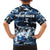 Blue Camouflage Pattern Family Matching Summer Maxi Dress and Hawaiian Shirt with Bowling Pins and Ball Graphic Design - Wonder Print Shop
