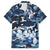 Blue Camouflage Pattern Family Matching Summer Maxi Dress and Hawaiian Shirt with Bowling Pins and Ball Graphic Design - Wonder Print Shop