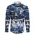 Blue Camouflage Pattern Family Matching Summer Maxi Dress and Hawaiian Shirt with Bowling Pins and Ball Graphic Design - Wonder Print Shop
