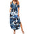 Blue Camouflage Pattern Family Matching Summer Maxi Dress and Hawaiian Shirt with Bowling Pins and Ball Graphic Design - Wonder Print Shop