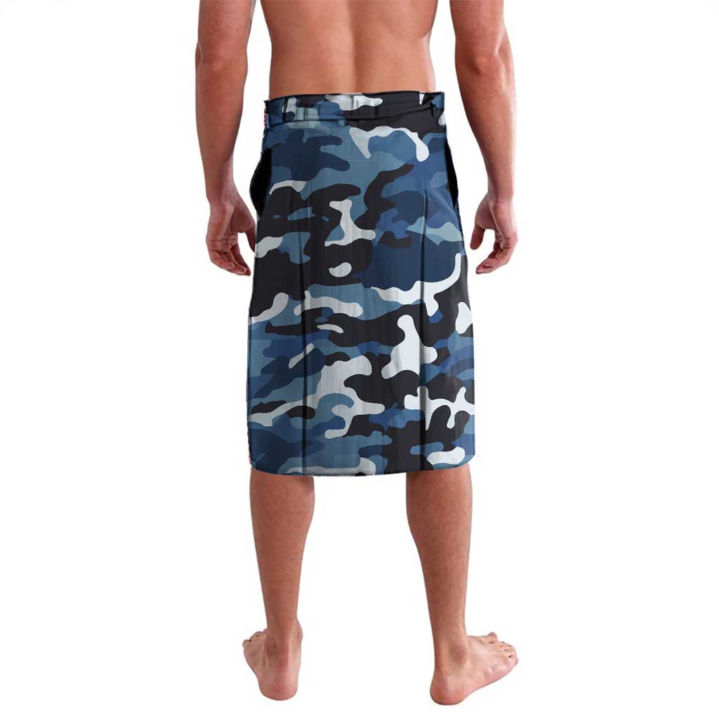 Blue Camouflage Pattern Lavalava with Bowling Pins and Ball Graphic Design - Wonder Print Shop