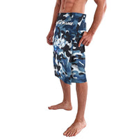 Blue Camouflage Pattern Lavalava with Bowling Pins and Ball Graphic Design - Wonder Print Shop