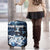 Blue Camouflage Pattern Luggage Cover with Bowling Pins and Ball Graphic Design - Wonder Print Shop