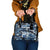 Blue Camouflage Pattern Shoulder Handbag with Bowling Pins and Ball Graphic Design - Wonder Print Shop