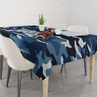 Blue Camouflage Pattern Tablecloth with Bowling Pins and Ball Graphic Design - Wonder Print Shop