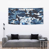 Blue Camouflage Pattern Tapestry with Bowling Pins and Ball Graphic Design - Wonder Print Shop